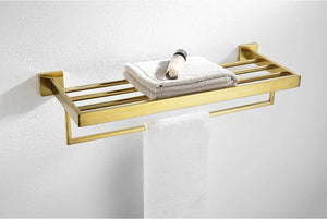 Stainless Steel Brushed Gold Towel Bar Rack Toilet Paper Holder Toilet Brush Robe Hook Soap Dish Bathroom Accessories Hardware