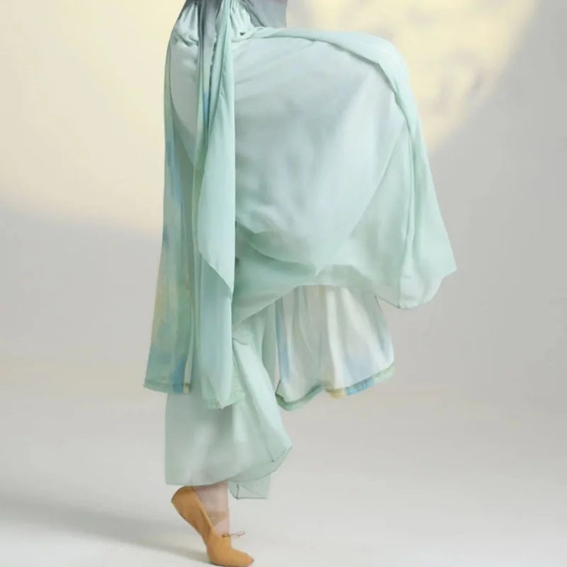 Classical Dance Clothss Women Cheongsam Charm Yarn Clothing Chinese Folk Dance Stage Performance Practice Costumes Daily Clothes