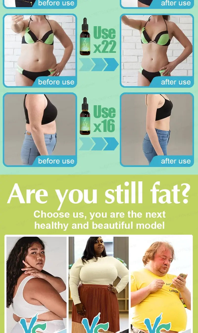 Before and after weight loss transformation with a focus on product usage instructions for achieving results.