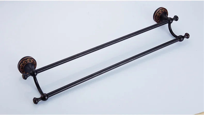 Black Bronze Bathroom Accessories Carving Bath Towel Shelves Toilet Brush Holder Soap Holder Toilet Paper Holder Bath Hardware