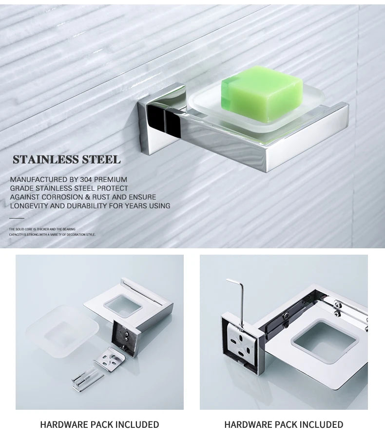 Bathroom Hardware Set SUS Stainless Steel Mirror Nickel Towel Rack Toilet Paper Holder Soap Holder Towel Bar Toilet Accessories