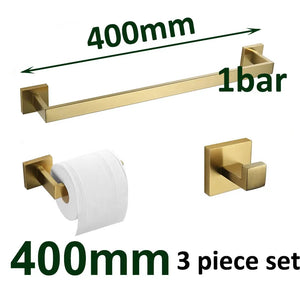 Stainless Steel Brushed Gold Towel Bar Rack Toilet Paper Holder Toilet Brush Robe Hook Soap Dish Bathroom Accessories Hardware