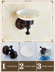 Black Bronze Bathroom Accessories Carving Bath Towel Shelves Toilet Brush Holder Soap Holder Toilet Paper Holder Bath Hardware