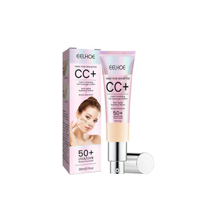 EELHOE CC Foundation Cream 30ml for brightening and oil-control, 50+ UVA/UVB protection, waterproof and long-lasting makeup.