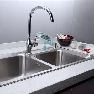 Suction Cup Soap dish For bathroom Shower Portable Leaf Soap Holder Plastic Sponge Tray For Kitchen Bathroom accessories