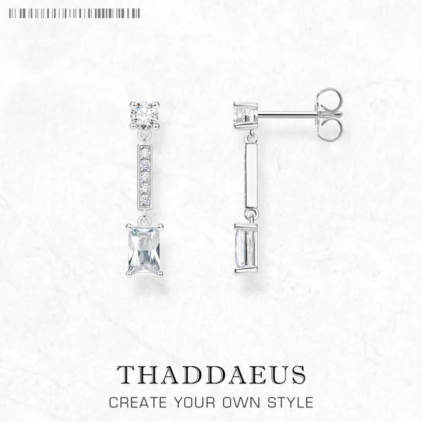 Ear Studs Angular Stones,Europe Graphic Modern Design Jewerly For Women Summer New Classic Gift In 925 Sterling Silver
