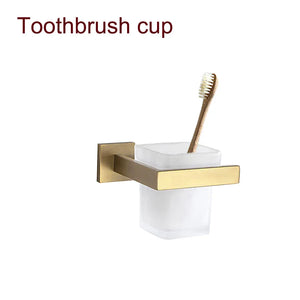 Stainless Steel Brushed Gold Towel Bar Rack Toilet Paper Holder Toilet Brush Robe Hook Soap Dish Bathroom Accessories Hardware