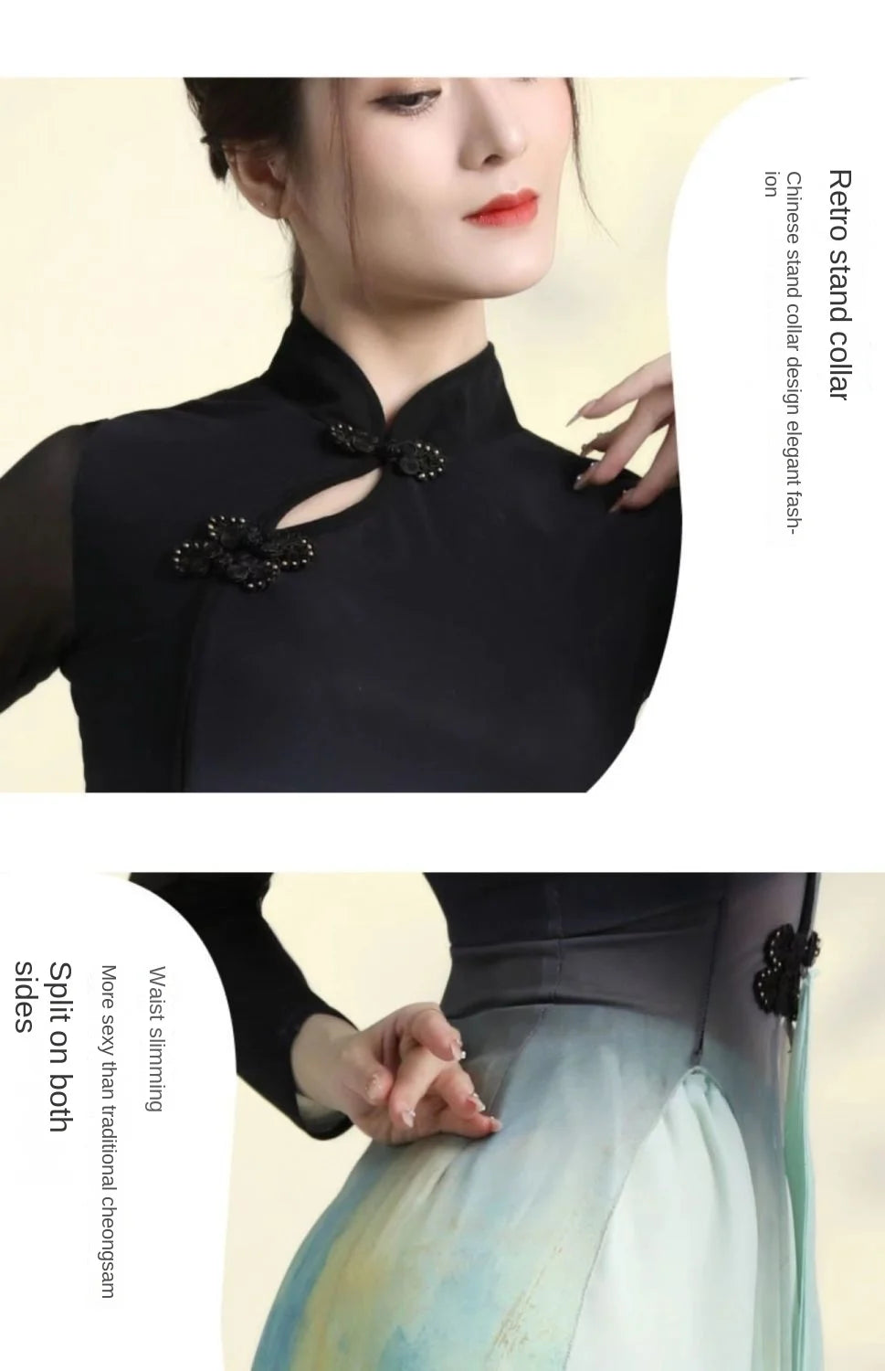 Classical Dance Clothss Women Cheongsam Charm Yarn Clothing Chinese Folk Dance Stage Performance Practice Costumes Daily Clothes