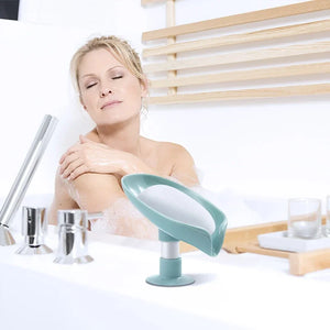 Suction Cup Soap dish For bathroom Shower Portable Leaf Soap Holder Plastic Sponge Tray For Kitchen Bathroom accessories