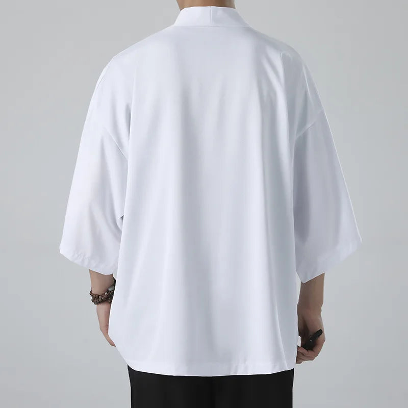 Kimono Men Cloak Kimono Para Hombre Black Coat White Cloak Beach Shirt Summer Haori Men Unisex Samurai Clothing Japanese Men