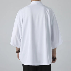 Kimono Men Cloak Kimono Para Hombre Black Coat White Cloak Beach Shirt Summer Haori Men Unisex Samurai Clothing Japanese Men