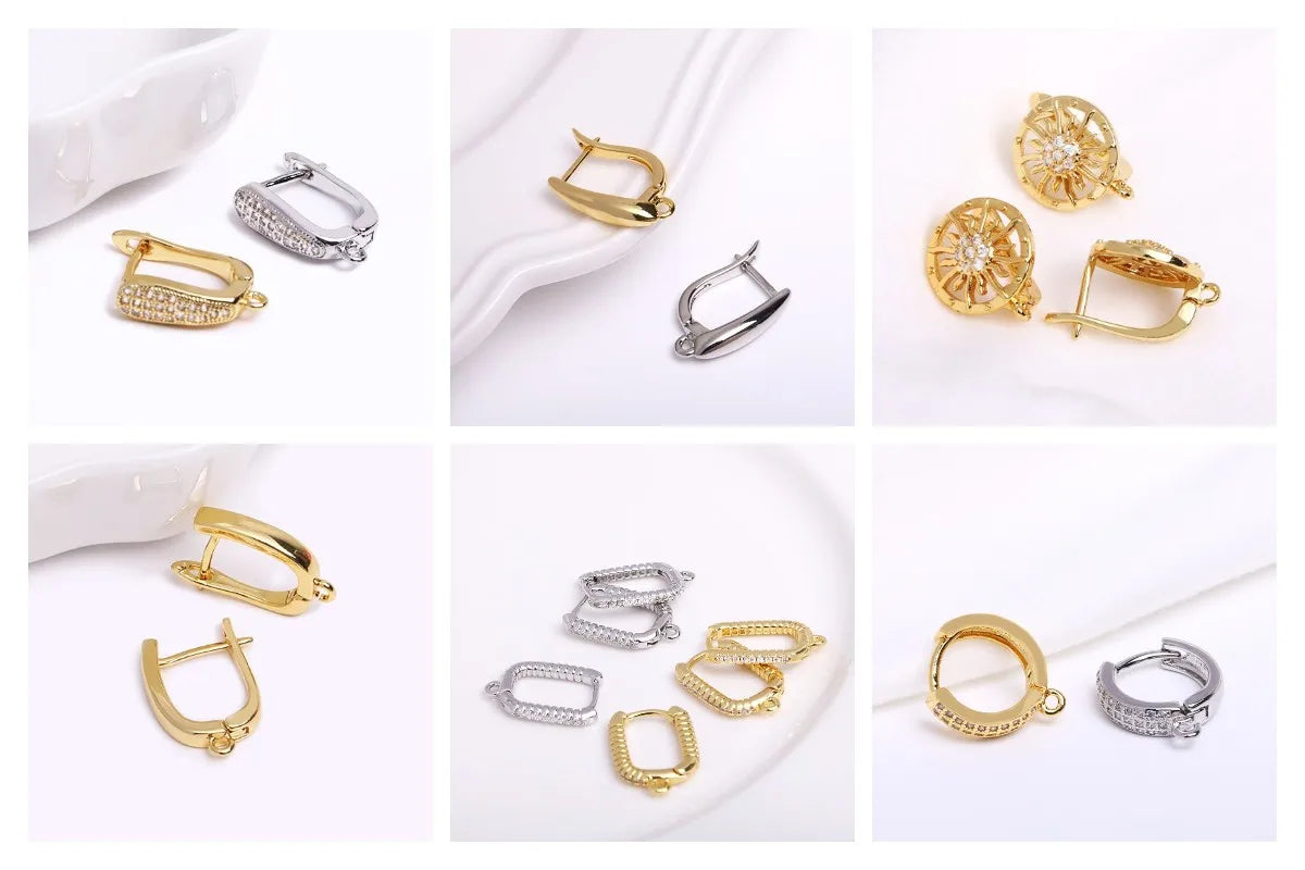 Ear Wire For Earrings Making Supplies DIY Accessories 18K Gold Plated Earwire Earring Hooks with Open Loop