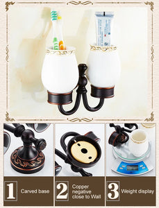 Black Bronze Bathroom Accessories Carving Bath Towel Shelves Toilet Brush Holder Soap Holder Toilet Paper Holder Bath Hardware
