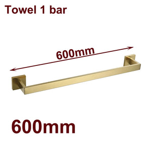 Stainless Steel Brushed Gold Towel Bar Rack Toilet Paper Holder Toilet Brush Robe Hook Soap Dish Bathroom Accessories Hardware