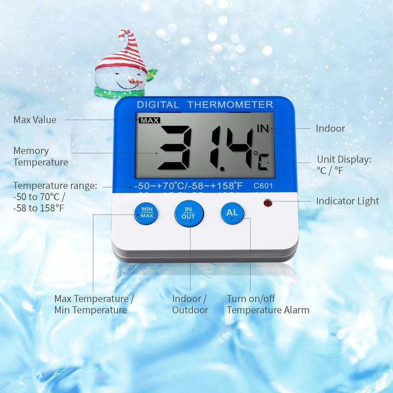 Digital Fridge Thermometer with Alarm and Max Min Temperature LCD DispSPECIFICATIONSBrand Name: NoEnName_NullChoice: yesHign-concerned Chemical: NoneIs Smart Device: NoOrigin: Mainland ChinaProduct Type: THERMOMETERSThermometer Type: DDigital Fridge Thermometer