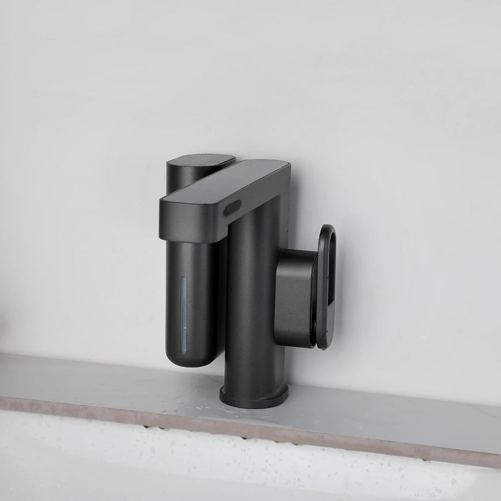 ZAPPO Sensor Bathroom Faucet with Automatic Sensor Smart Soap Dispenser White Basin Sink Faucets Deck Mounted Mixer Tap Black