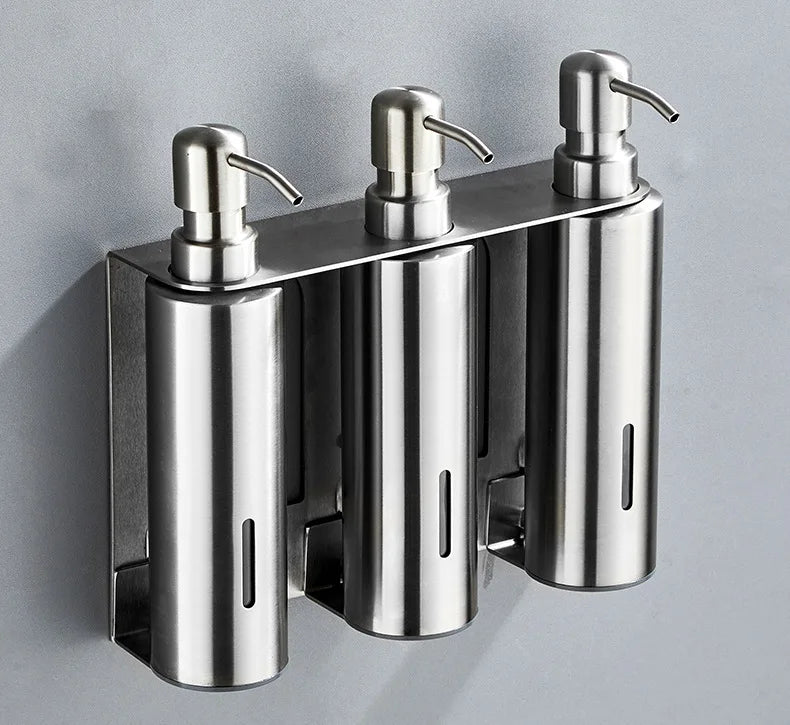 Stainless Steel Bathroom Accessories Liquid Soap Dispensers Single Bottle 200ml Perforated Installation Modern Minimalist Design
