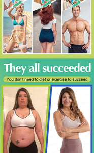 Before and after images showcasing successful weight loss transformations without diet or exercise.