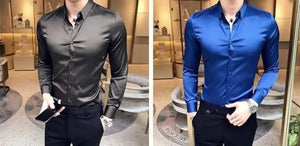 Clothing Muscle Long Sleeve Man Tops Business Shirts And Blouses For Men Black Plain With Sleeves Luxury Fashion 2024 Luxury Xxl
