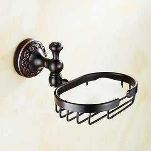 Black Bronze Bathroom Accessories Carving Bath Towel Shelves Toilet Brush Holder Soap Holder Toilet Paper Holder Bath Hardware