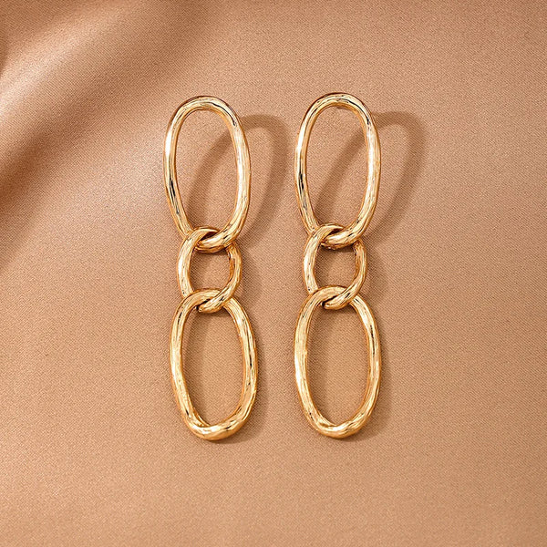 Earrings For Women Simple Metal Geometric Circle Chain Long Fringed Ear Accessories Holiday Party Gift Fashion Jewelry DE119