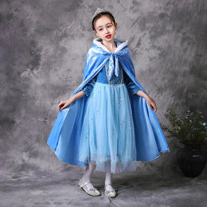 Girl Clothes Princess Cloak Hooded Coat Cape Cinderella Fancy Party Costume Clothes Winter Christmas New Year Children Dress