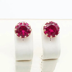 Ruby ear studs585 purple gold jewelry inlaid 14K rose gold round new luxury charm earrings for women engagement wedding gift