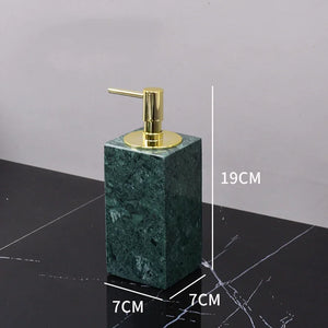Wholesale Customized Dark Green Natural Marble Bathroom Set Nordic Light Luxury Tray Toothbrush Holder Soap Dispenser Kit