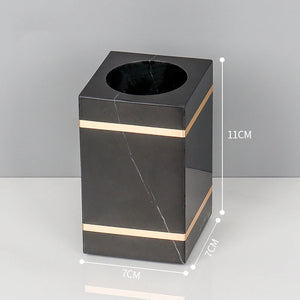 Black Nero Marquin Natural Marble Bathroom Accessories Luxury Gold Soap Dish Soap Dispenser Toothbrush Holder Tray Bathroom Set