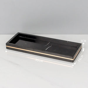 Black Nero Marquin Natural Marble Bathroom Accessories Luxury Gold Soap Dish Soap Dispenser Toothbrush Holder Tray Bathroom Set