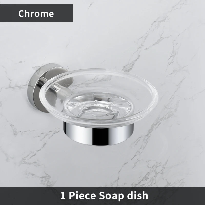Mirror Chrome Bathroom Hardware 304 Stainless Steel Towel Rack Toilet Paper Holder Soap Holder Towel Bar Toilet Accessories