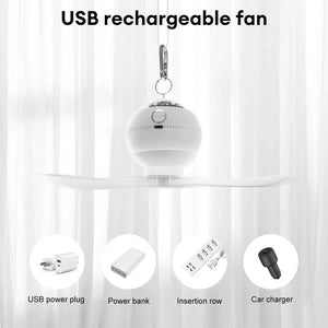 3 in 1 USB Rechargeable Ceiling Fans Light with Stars Projection Light for Outdoor Tent Camping Dormitory Room  Lamp