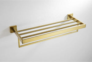 Stainless Steel Brushed Gold Towel Bar Rack Toilet Paper Holder Toilet Brush Robe Hook Soap Dish Bathroom Accessories Hardware