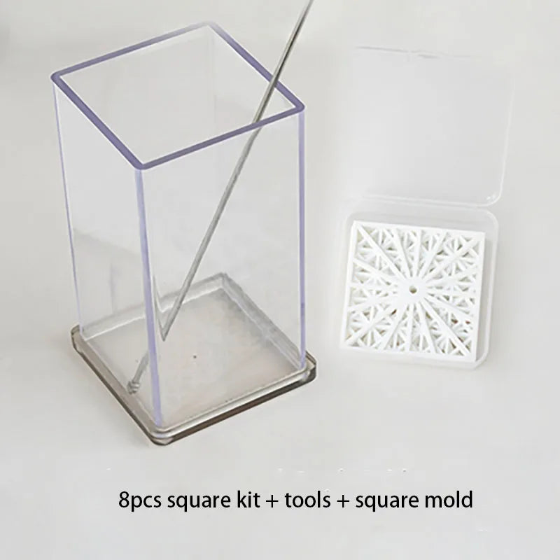 Round Square Acrylic Pull Through Soap Shapers Set, Mold Mould, Kaleidoscope Flower Plates for Rendering Soap Making Supplies Ki