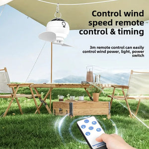 3 in 1 USB Rechargeable Ceiling Fans Light with Stars Projection Light for Outdoor Tent Camping Dormitory Room  Lamp