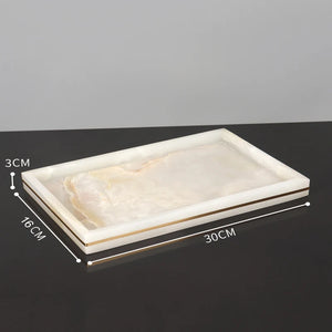 White Onyx Natural Marble Bathroom Accessories Luxury Golden Soap Dispenser Toothbrush Holder Soap Dish Tray Set for Bathroom