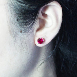 Ruby ear studs585 purple gold jewelry inlaid 14K rose gold round new luxury charm earrings for women engagement wedding gift
