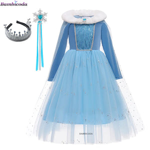 Girl Clothes Princess Cloak Hooded Coat Cape Cinderella Fancy Party Costume Clothes Winter Christmas New Year Children Dress