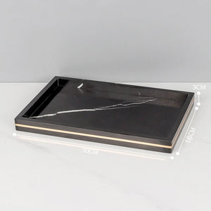 Black Nero Marquin Natural Marble Bathroom Accessories Luxury Gold Soap Dish Soap Dispenser Toothbrush Holder Tray Bathroom Set