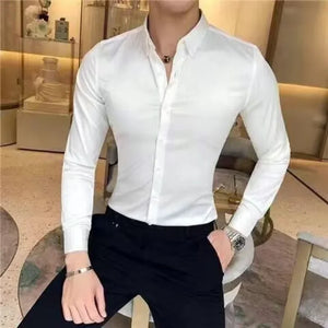 Clothing Muscle Long Sleeve Man Tops Business Shirts And Blouses For Men Black Plain With Sleeves Luxury Fashion 2024 Luxury Xxl