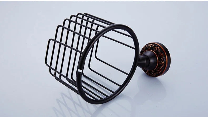 Black Bronze Bathroom Accessories Carving Bath Towel Shelves Toilet Brush Holder Soap Holder Toilet Paper Holder Bath Hardware