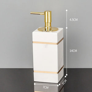Volakos White Natural Marble Bathroom Accessories Golden Luxury Soap Dish Soap Dispenser Toothbrush Holder Tray Bathroom Set