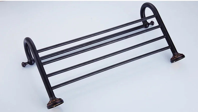 Black Bronze Bathroom Accessories Carving Bath Towel Shelves Toilet Brush Holder Soap Holder Toilet Paper Holder Bath Hardware