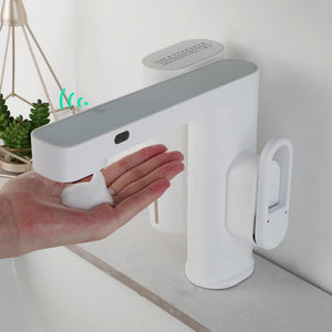 ZAPPO Sensor Bathroom Faucet with Automatic Sensor Smart Soap Dispenser White Basin Sink Faucets Deck Mounted Mixer Tap Black