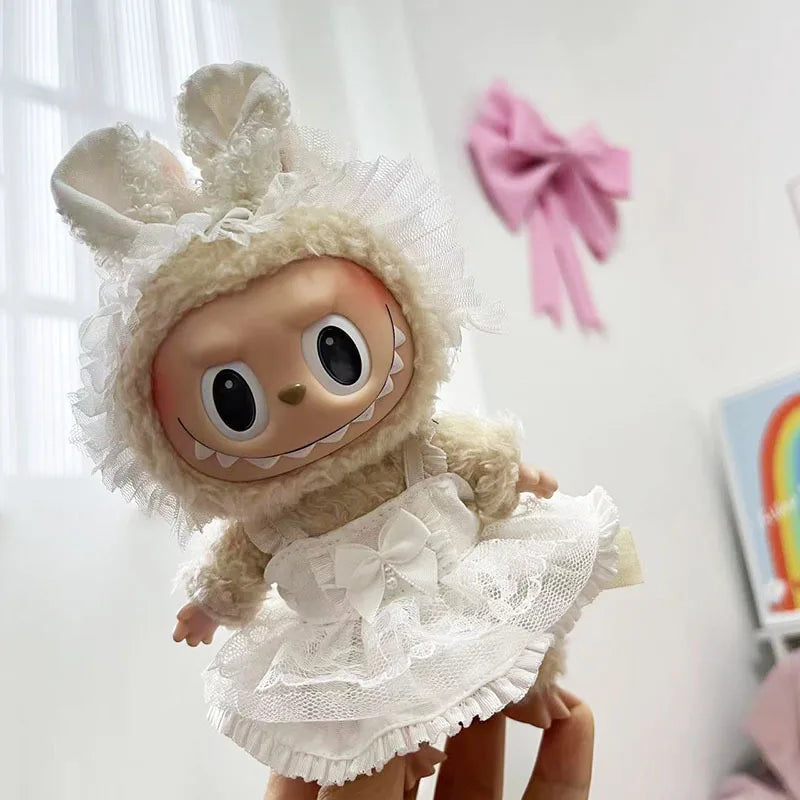 Only Clothes Cloth Blind Box Pendant Baby Clothes Cartoon Cute Plush Two-Piece Small Satchel Suit Vinyl Doll Conjoined Dress.