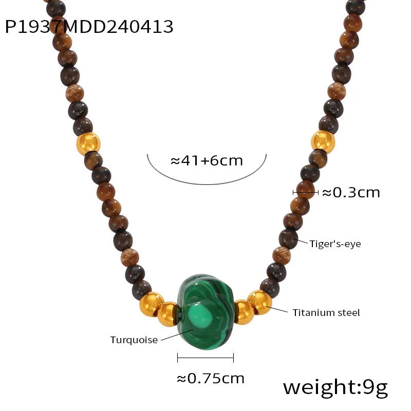 Necklace Set For Women Portrait Stainless Steel Colorful Nature Pearl Chain Beaded Luxury Jewelry Party Wedding Gift