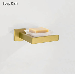 Stainless Steel Brushed Gold Towel Bar Rack Toilet Paper Holder Toilet Brush Robe Hook Soap Dish Bathroom Accessories Hardware