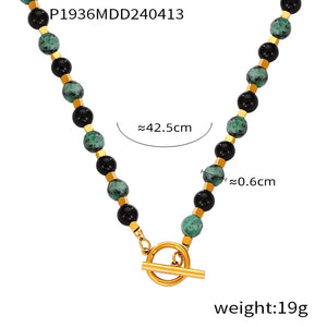 Necklace Set For Women Portrait Stainless Steel Colorful Nature Pearl Chain Beaded Luxury Jewelry Party Wedding Gift