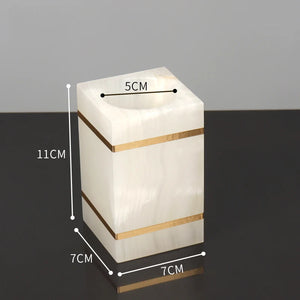 White Onyx Natural Marble Bathroom Accessories Luxury Golden Soap Dispenser Toothbrush Holder Soap Dish Tray Set for Bathroom