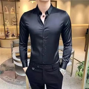 Clothing Muscle Long Sleeve Man Tops Business Shirts And Blouses For Men Black Plain With Sleeves Luxury Fashion 2024 Luxury Xxl